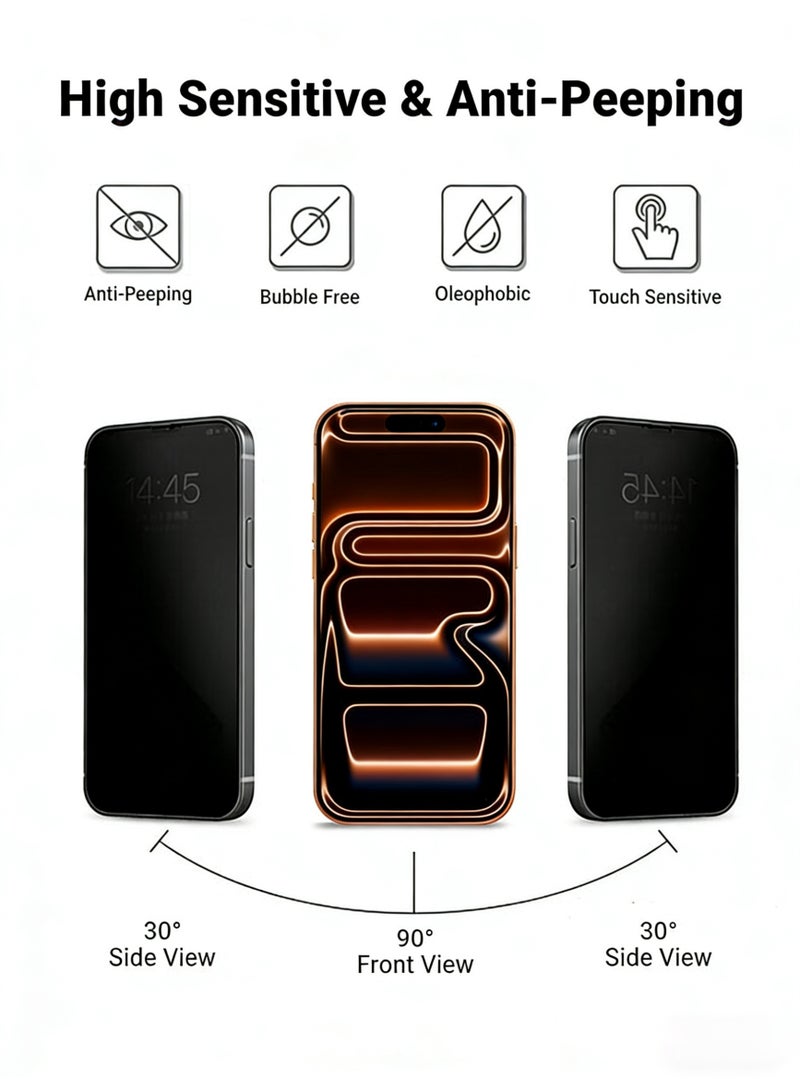 Nova future 2 Pieces Apple iPhone 17 Pro Max Privacy Screen Protector – Flexible Privacy Nano Ceramic, Anti-Peeping, Edge-to-Edge Coverage, High Transparency, Delicate Touch, Easy Installation - Image 4